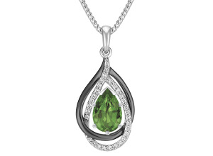 Diamond Pendant with Black Rhodium Accent for Pear Shape Gemstone