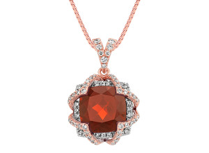 Cushion Cut Garnet and Round Diamond Two-Tone Gold Pendant