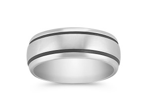 Engraved 14k White Gold Comfort Fit Ring with Satin Finish