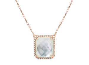 Mother of Pearl and White Topaz Duet Diamond Pendant