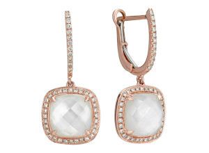 Mother of Pearl and White Topaz Duet Diamond Earrings