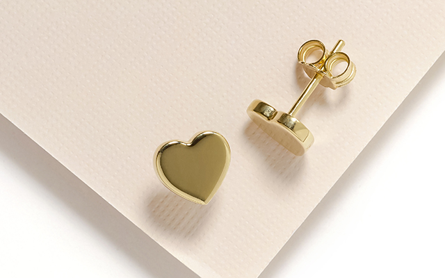 14k Yellow Gold Heart Earrings