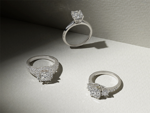 Three Platinum Diamond Engagement Rings