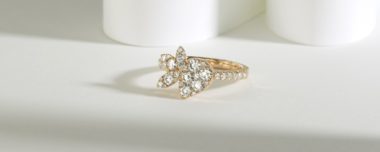 Yellow gold floral cluster engagement ring