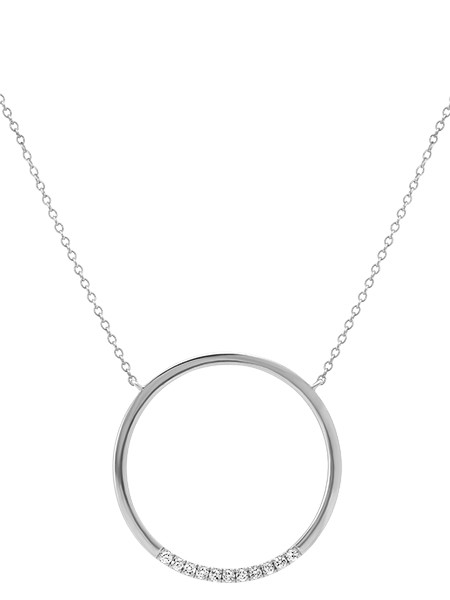 Diamond circle necklace in white gold.