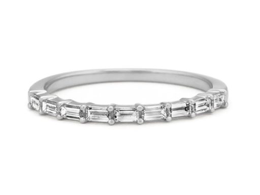 Simple baguette diamond wedding band.