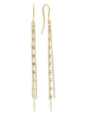 Yellow gold dangle strand earrings.