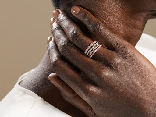 Rose gold ring stack.