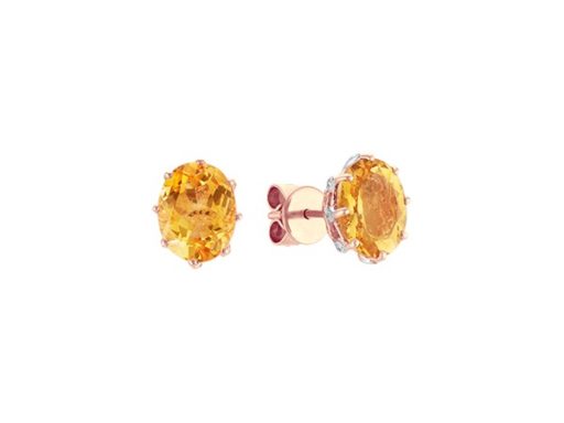 Citrine and diamond studs.