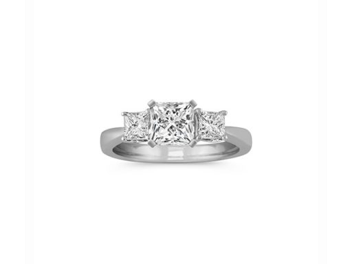 Classic Three-Stone Princess Cut Engagement Ring