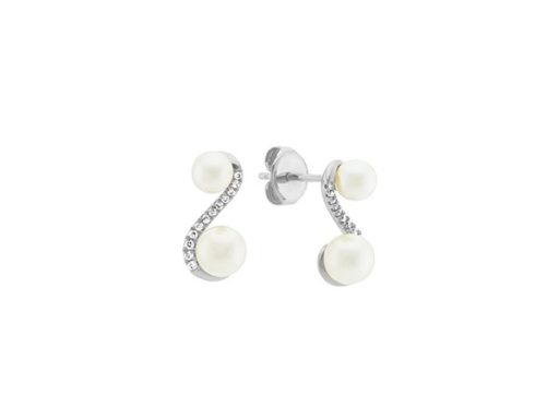 Cultured akoya pearl and diamond earrings