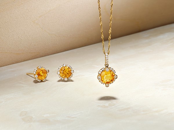 Matching citrine earrings and pendant.