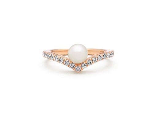 Pearl and diamond ring in 14k rose gold