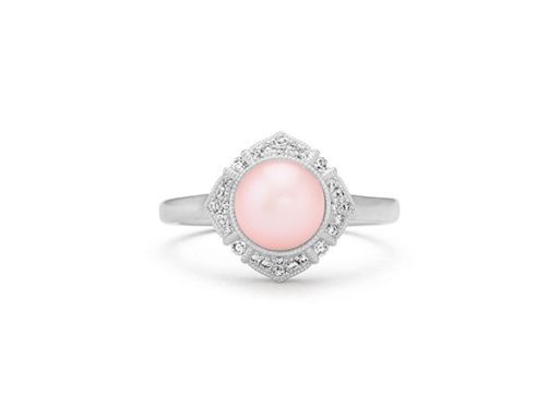 Cultured freshwater pearl and diamond vintage ring