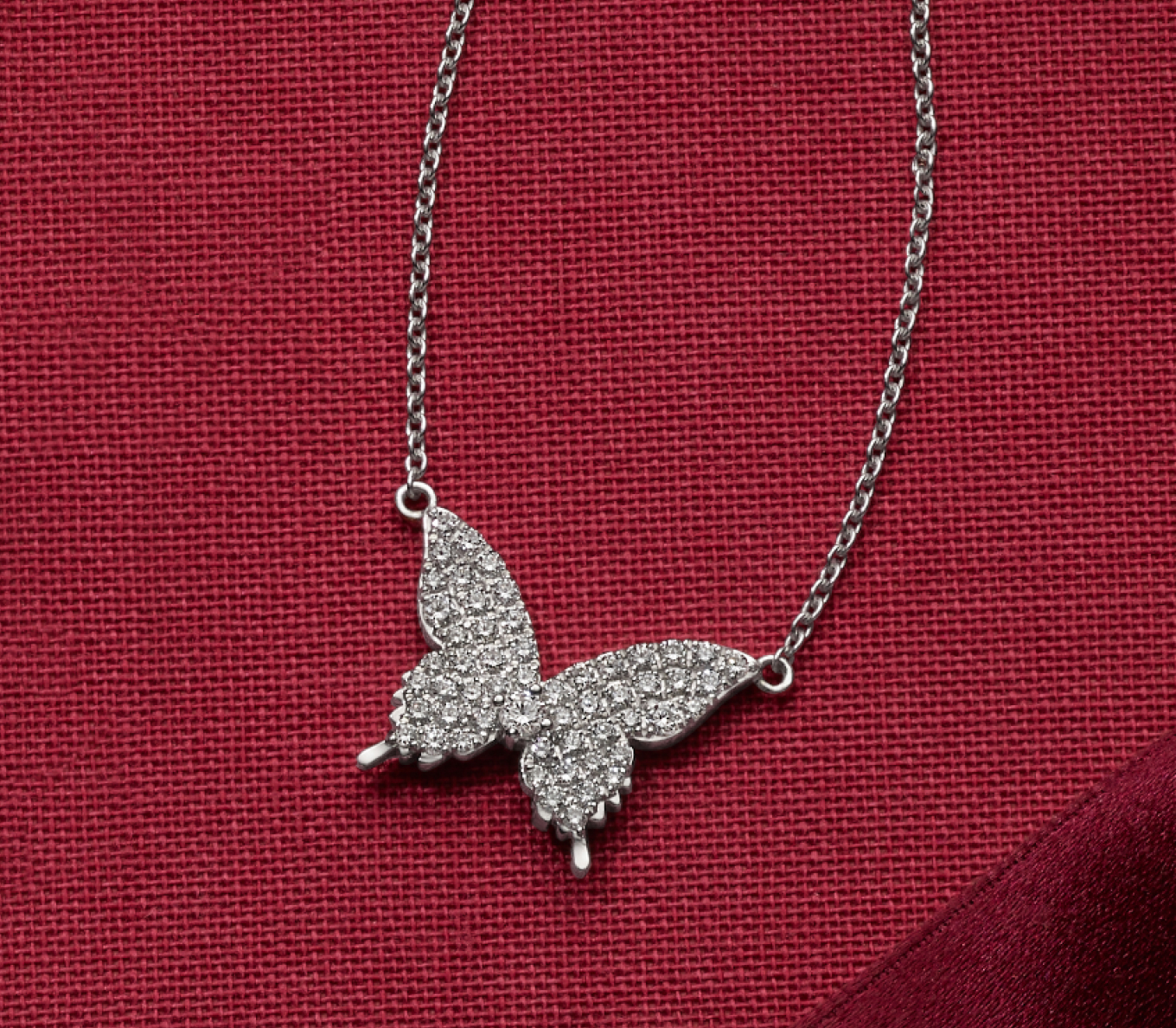 butterfly pendant necklace. Diamond Pave Butterfly Pendant
Natural diamond pavé makes this stylish 14-karat white gold butterfly pendant sparkle. Complete with an adjustable cable chain and secure lobster clasp, this necklace makes a beautiful gift or daily accessory.