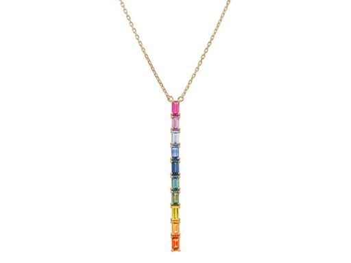 Multi-Colored Baguette Bar Necklace