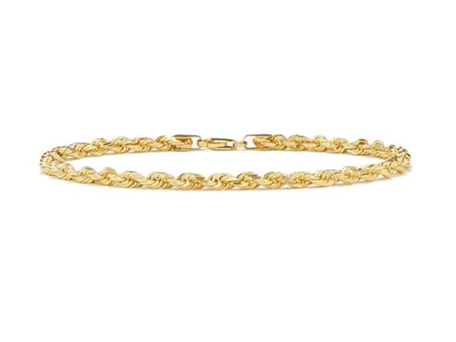 14k yellow gold rope bracelet for men.