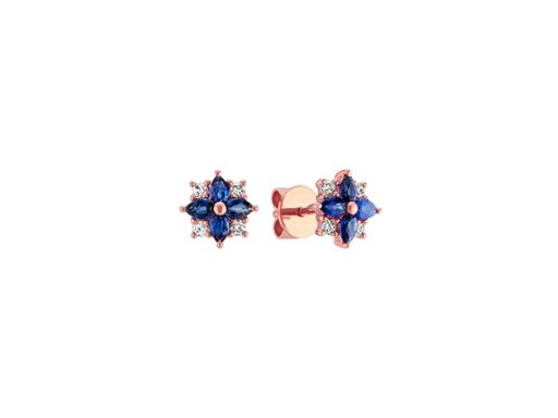 Traditional Blue Sapphire and Diamond Earrings