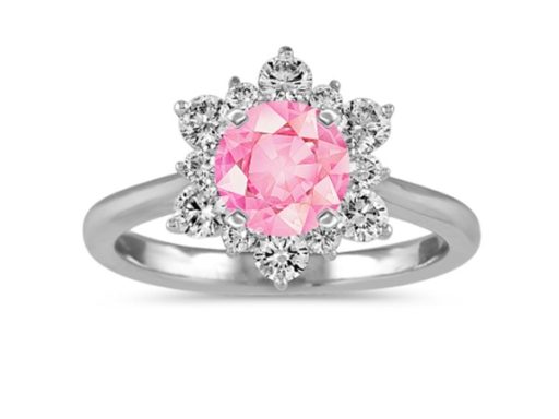 Pink Sapphire Floral Engagement Ring