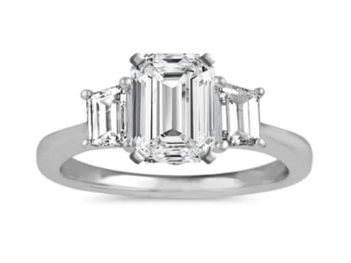 Three-Stone Emerald Cut Engagement Ring