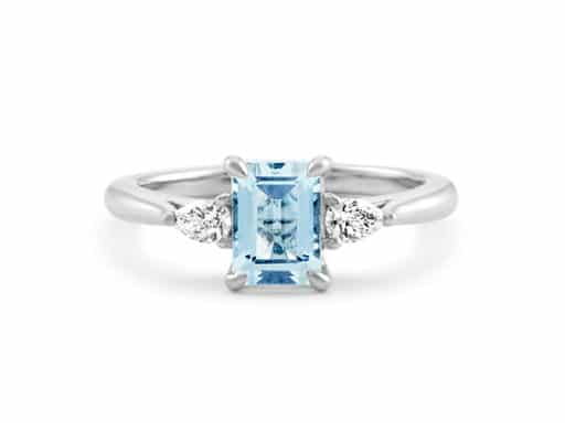 Aquamarine and Diamond Three-Stone Ring
