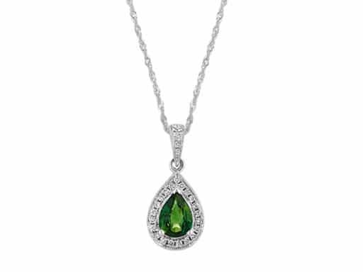 Green Sapphire and Diamond Pendant