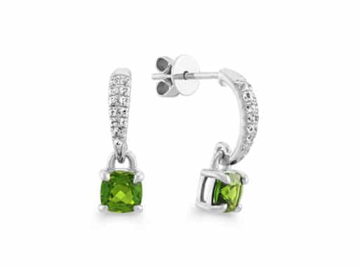 Chrome Diopside and White Sapphire Dangle Earrings