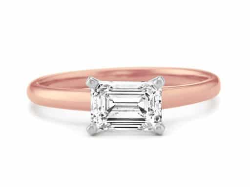 East-West Set Rose Gold Solitaire Engagement Ring