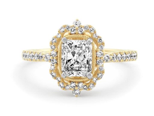 Vintage Halo Yellow Gold Diamond Engagement Ring