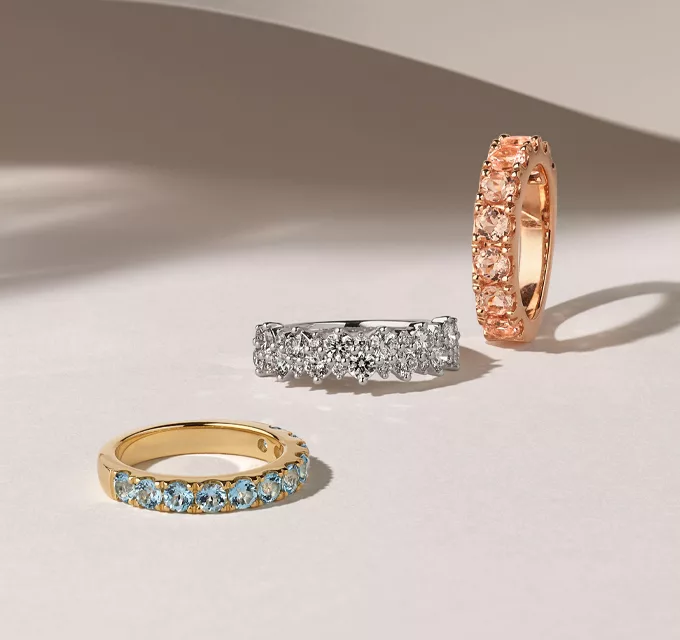 anniversary rings in gold, white gold and rose gold