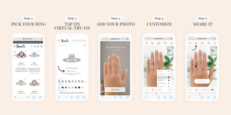 Instructions for the Shane Co. virtual ring try-on tool.