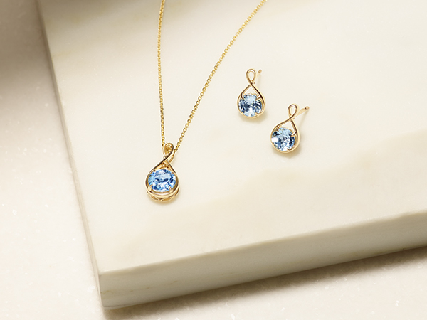 Matching aquamarine pendant and earrings.