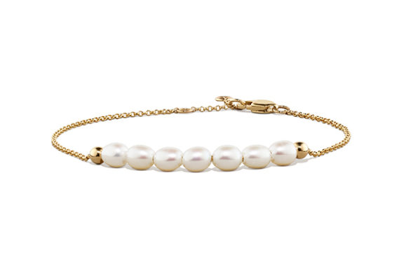4mm Cultured Freshwater Pearl Bracelet in 14K Yellow Gold (7 in)