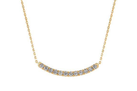 Rialto Natural Diamond Curved Bar Necklace in 14K Yellow Gold (20 in)
