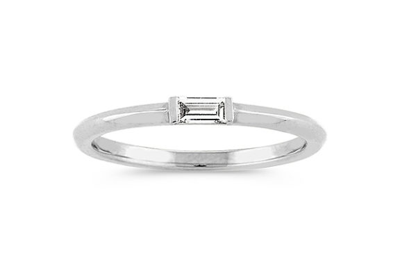 Stackable Natural Diamond Ring in 14K White Gold