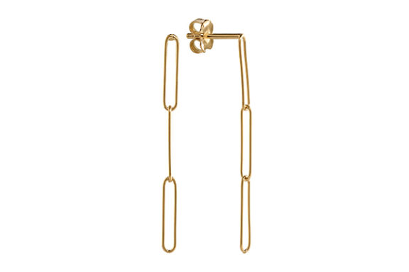 Paperclip Dangle Earrings in 14K Yellow Gold