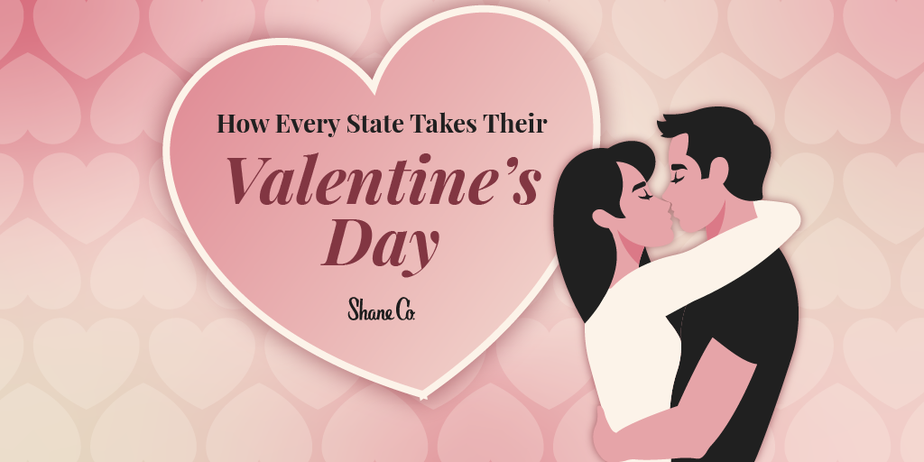 Introductory graphic for a blog about how every state prefers to celebrate Valentine’s Day.