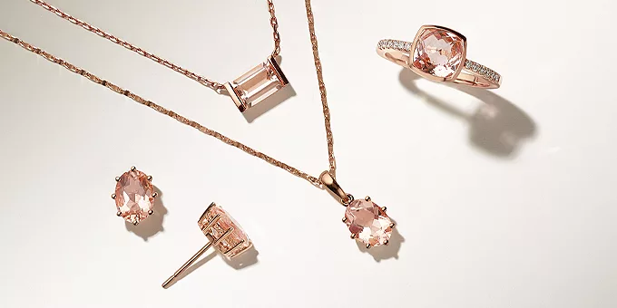 morganite and rose gold jewelry