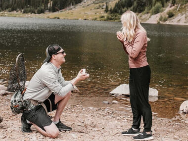 proposal with engagement ring