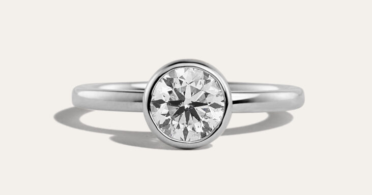 bezel-set diamond engagement ring