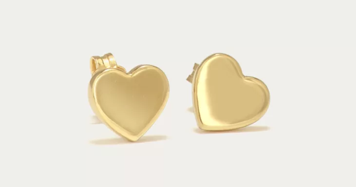 yellow gold heart earrings