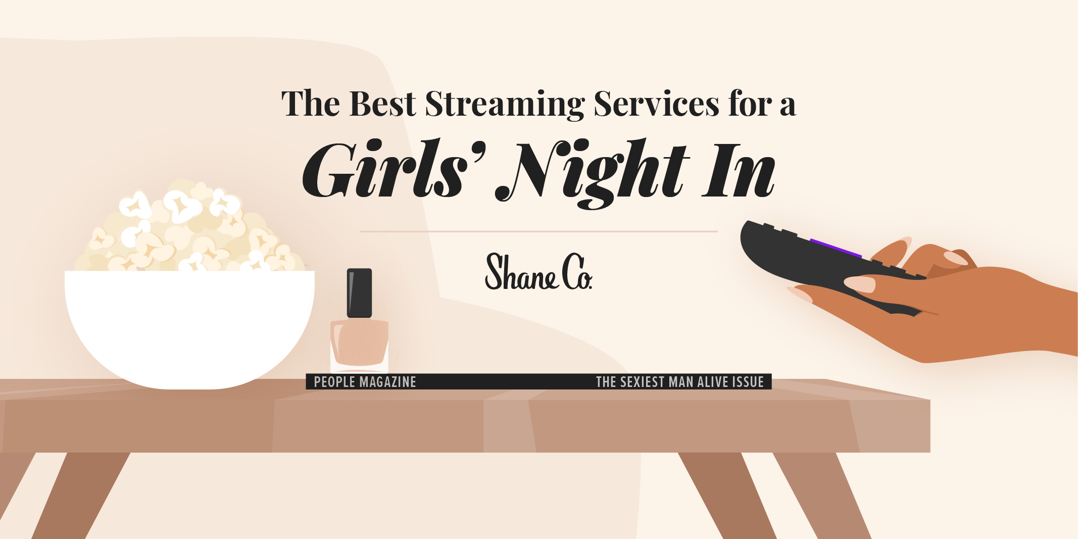Introductory graphic for a blog about the best streaming services for a girls’ night in.