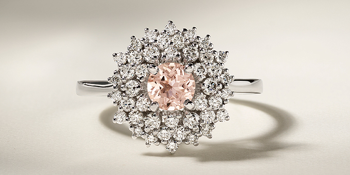 header image of Water Lily Natural Diamond Halo Engagement Ring in 14K White Gold one of a kind diamond halo