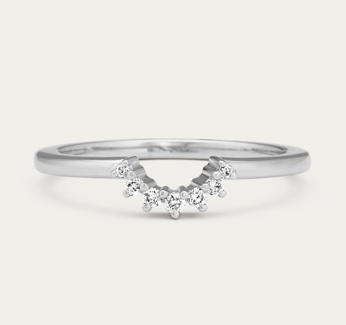 Natural Diamond Contour Wedding Band in White Gold
