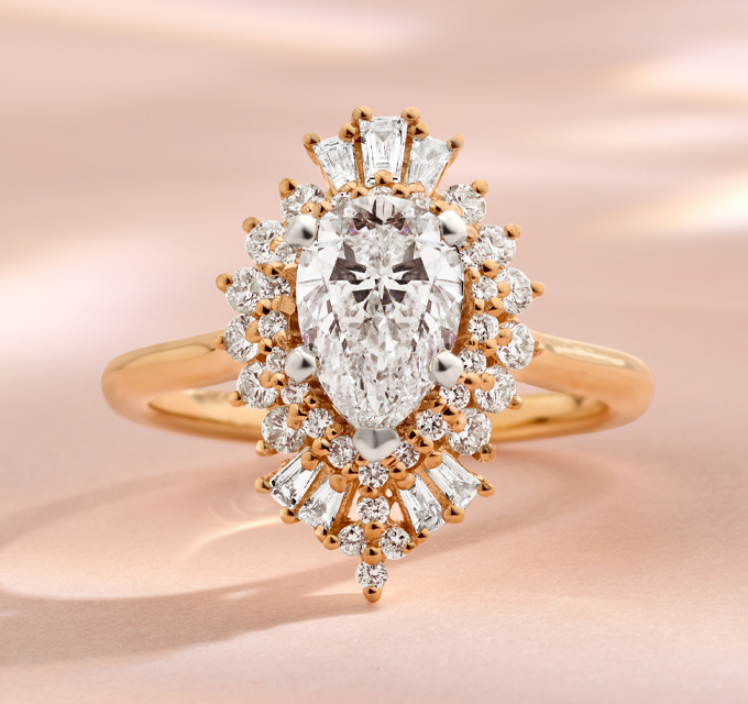 Diamond Pear-Shaped Halo Engagement Ring