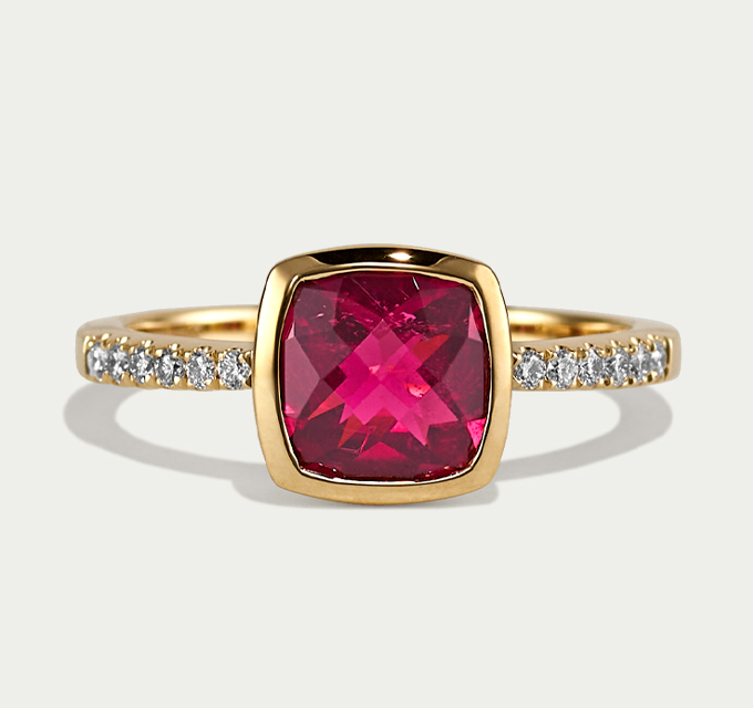 Elara Pink Tourmaline and Diamond Yellow Gold Ring