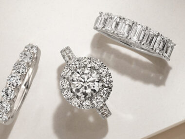 three diamond rings in white gold