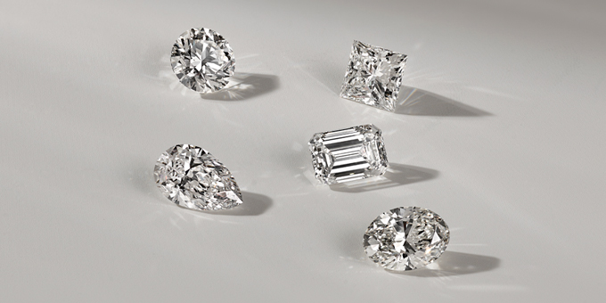 diamond shapes. round, princes, oval, pear, emerald cut