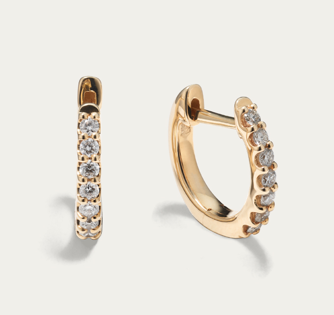 yellow gold diamond hoop earrings