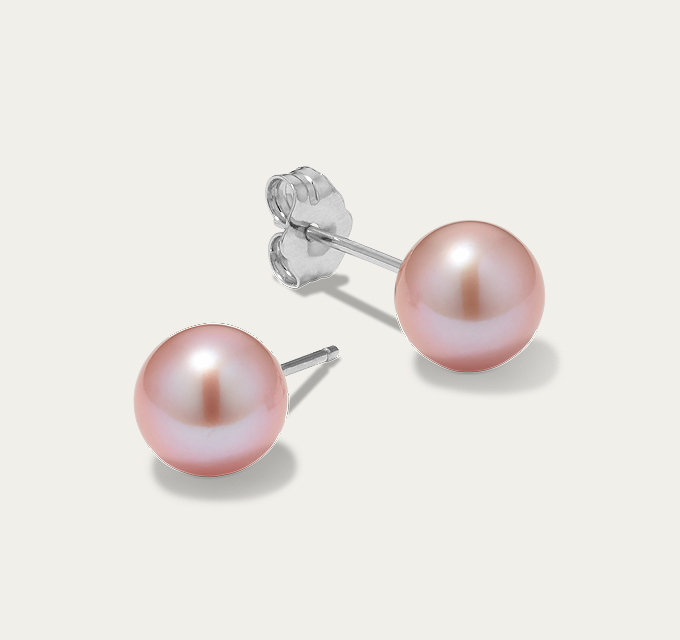 7mm Pink Freshwater Cultured Pearl Earrings